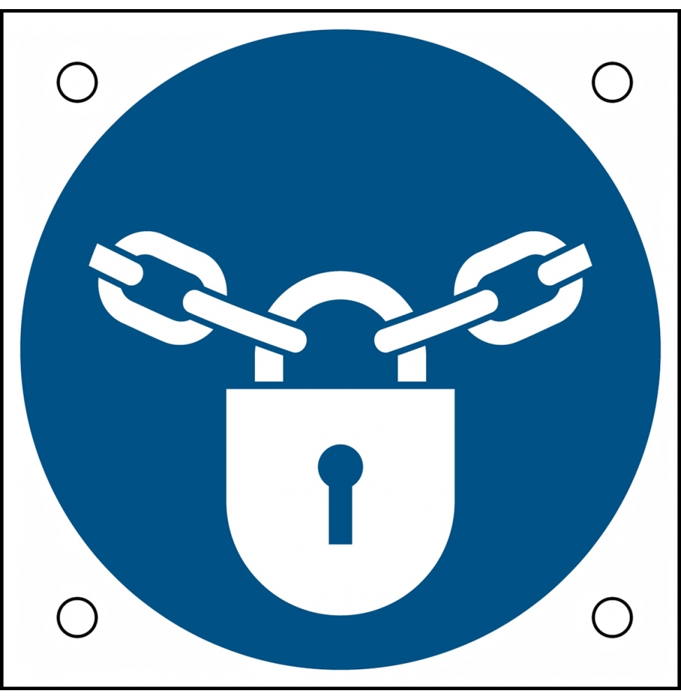 Znak bezpieczeństwa ISO – Nakaz stosowania zamknięcia, M/M028/NT/ALU05-50X50-1