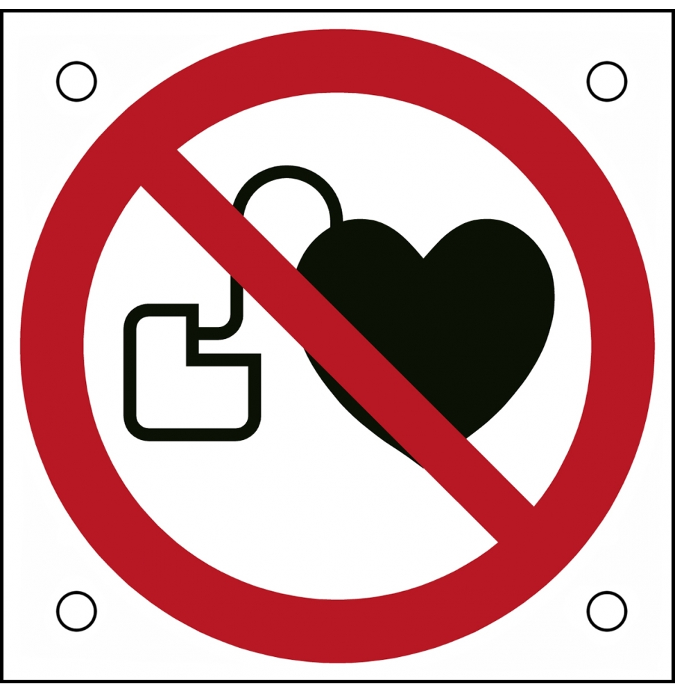 Znak bezpieczeństwa ISO – Zakaz wstępu osobom ze stymulatorem serca, P/P007/NT/ALU05-50X50-1