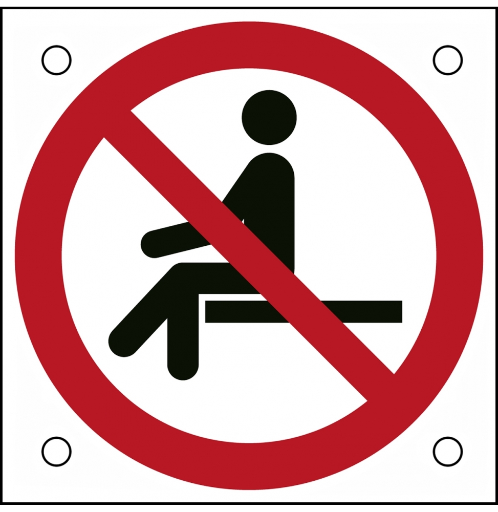 Znak bezpieczeństwa ISO – Nie siadać w oznaczonym miejscu, P/P018/NT/ALU05-50X50-1