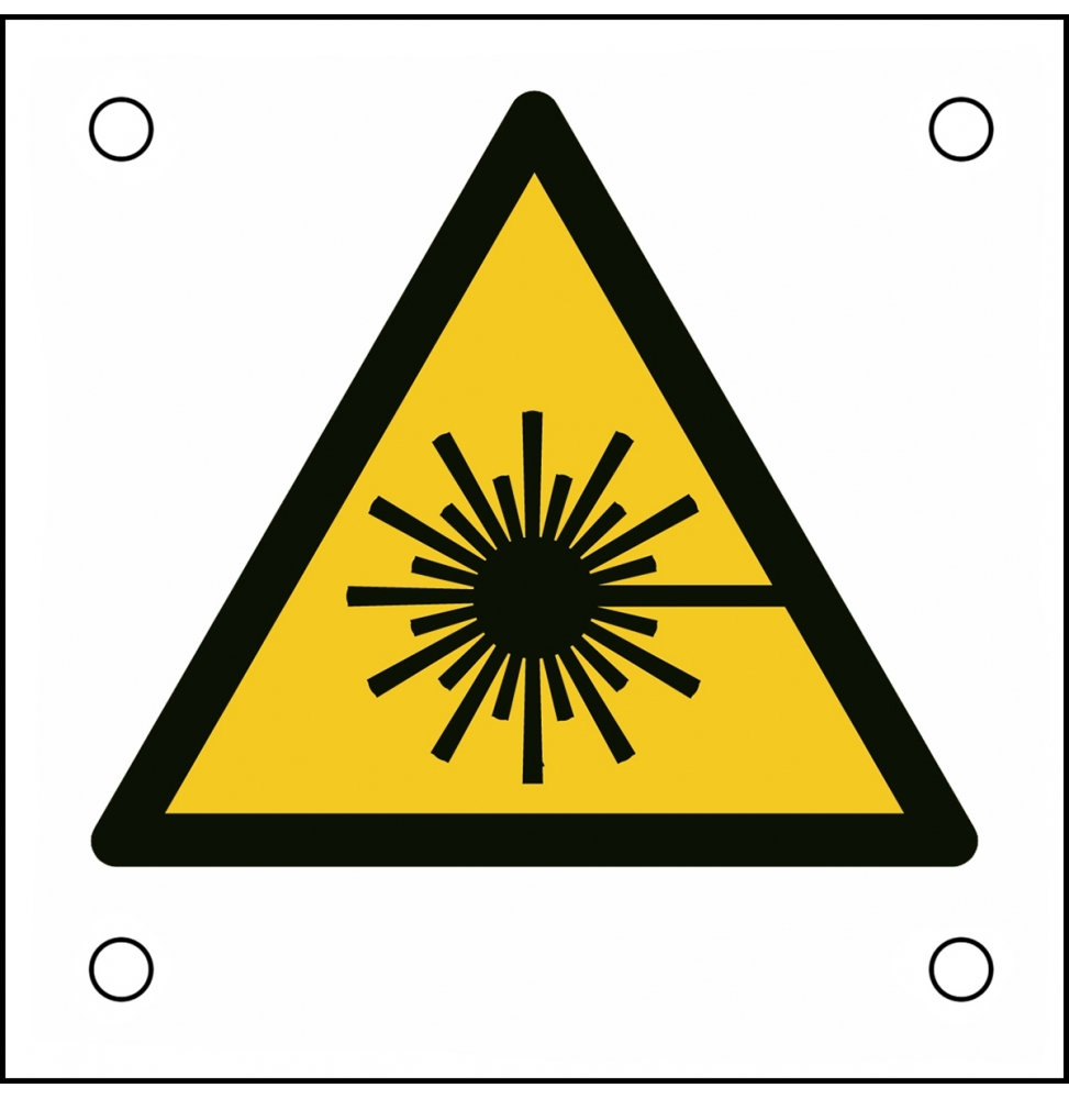 Znak bezpieczeństwa ISO – Ostrzeżenie przed wiązką laserową, W/W004/NT/ALU05-50X50-1