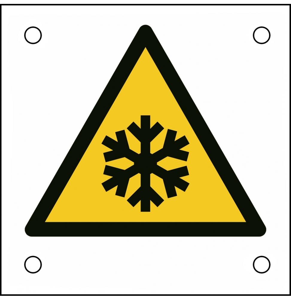 Znak bezpieczeństwa ISO – Uwaga, niska temperatura, W/W010/NT/ALU05-50X50-1