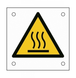 Znak bezpieczeństwa ISO – Uwaga, gorąca nawierzchnia, W/W017/NT/ALU05-50X50-1