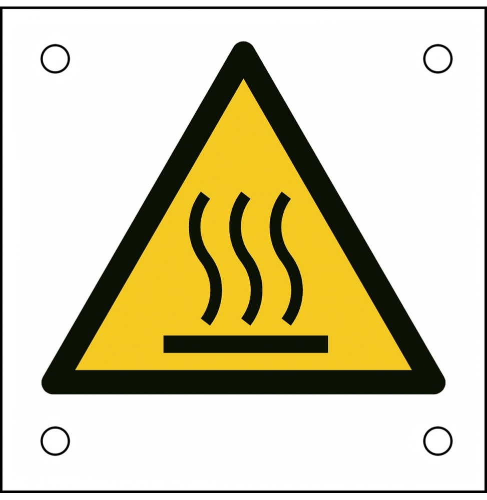 Znak bezpieczeństwa ISO – Uwaga, gorąca nawierzchnia, W/W017/NT/ALU05-50X50-1