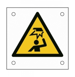 Znak bezpieczeństwa ISO – Uwaga, ryzyko uderzenia w głowę, W/W020/NT/ALU05-50X50-1