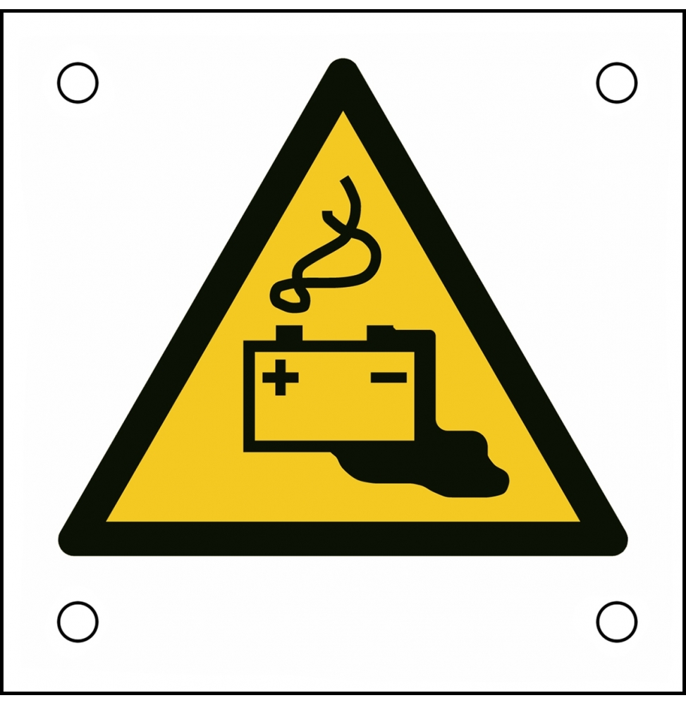 Znak bezpieczeństwa ISO – Uwaga, ładowanie baterii, W/W026/NT/ALU05-50X50-1