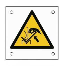 Znak bezpieczeństwa ISO – Uwaga, ryzyko zmiażdżenia dłoni między prasą a mate…, W/W031/NT/ALU05-50X50-1