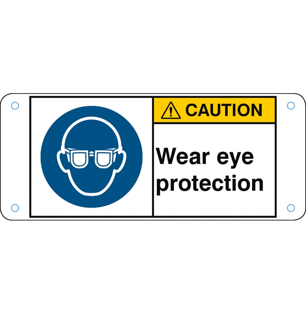 Znak bezpieczeństwa ISO – Nakaz stosowania ochrony oczu, M/M004/EN273-ALU05-120X50/1-B