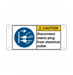 Znak bezpieczeństwa ISO – Nakaz odłączenia urządzenia od sieci elektrycznej, M/M006/EN158-ALU05-120X50/1-B