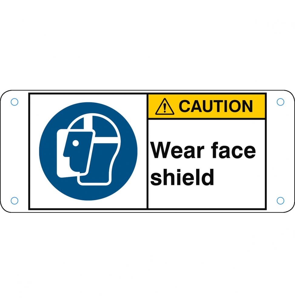 Znak bezpieczeństwa ISO – Nakaz stosowania ochrony twarzy, M/M013/EN274-ALU05-120X50/1-B