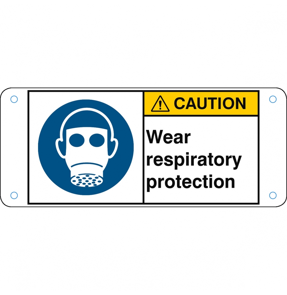 Znak bezpieczeństwa ISO – Nakaz stosowania ochrony dróg oddechowych, M/M017/EN282-ALU05-120X50/1-B
