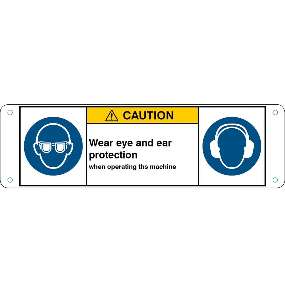 Znak bezpieczeństwa ISO – Nakaz stosowania ochrony oczu / Nakaz stosowania oc…, M/M004/M003/EN424-ALU05-170X50/1-B