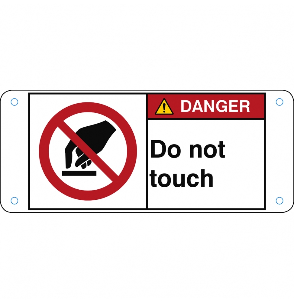Znak bezpieczeństwa ISO – Nie dotykać, P/P010/EN164-ALU05-120X50/1-B