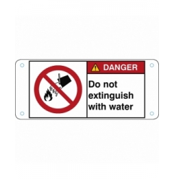 Znak bezpieczeństwa ISO – Nie gasić wodą, P/P011/EN160-ALU05-120X50/1-B