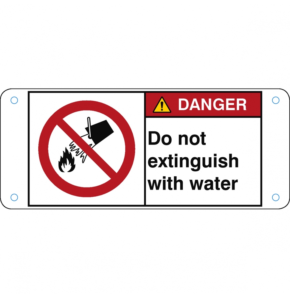 Znak bezpieczeństwa ISO – Nie gasić wodą, P/P011/EN160-ALU05-120X50/1-B