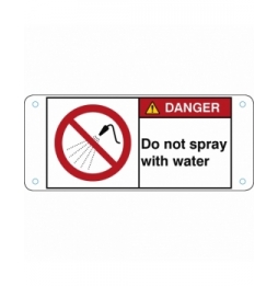 Znak bezpieczeństwa ISO – Zakaz rozpylania wody, P/P016/EN408-ALU05-120X50/1-B