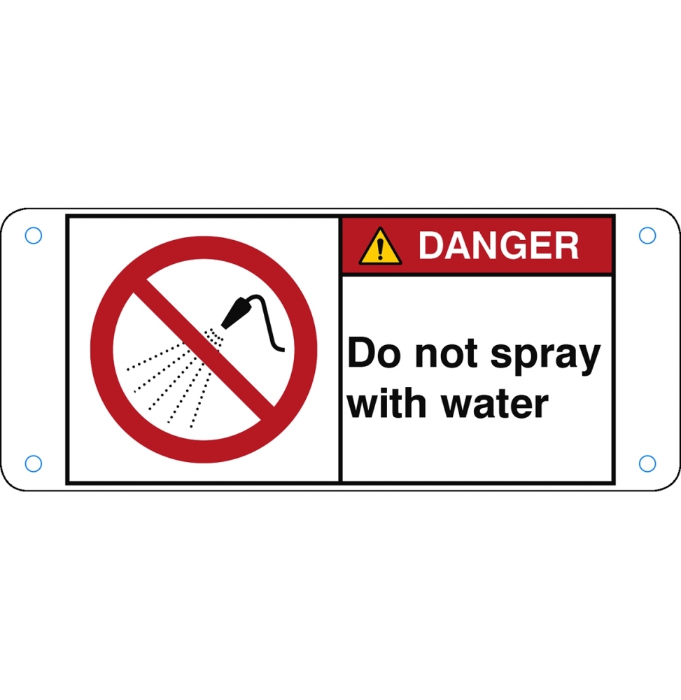 Znak bezpieczeństwa ISO – Zakaz rozpylania wody, P/P016/EN408-ALU05-120X50/1-B