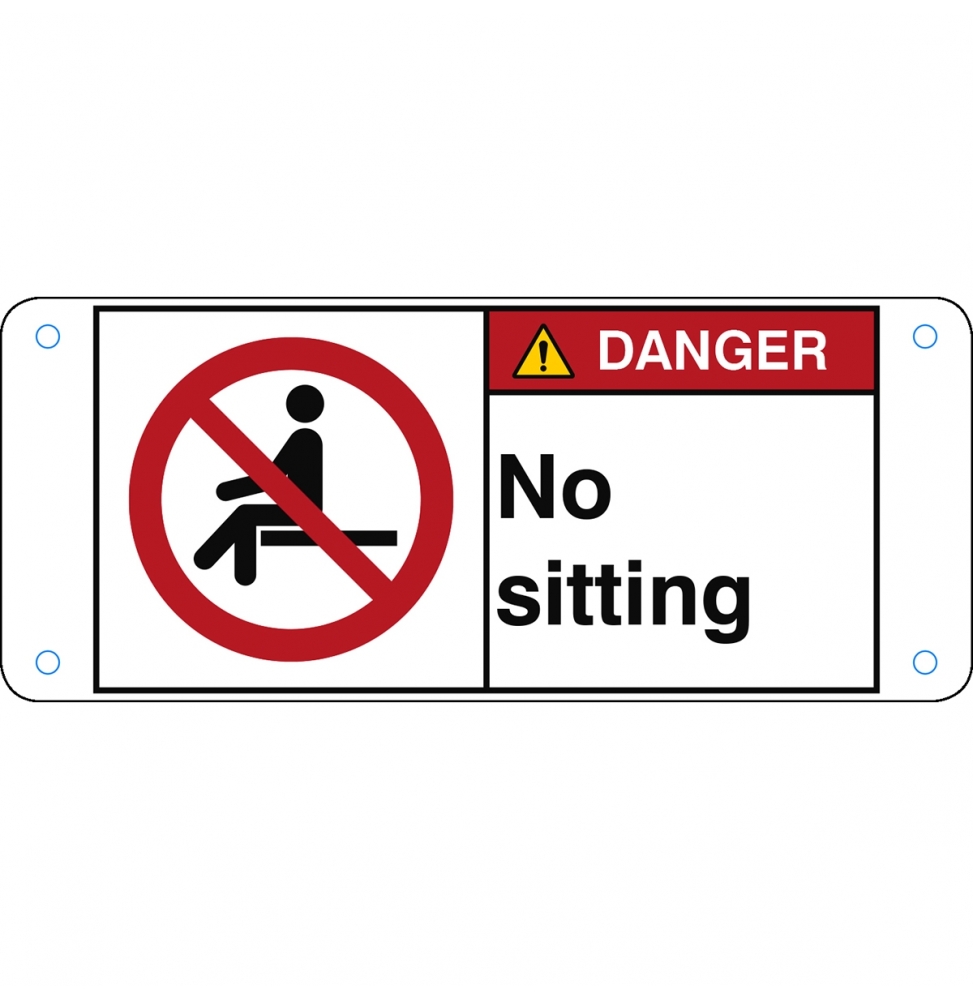 Znak bezpieczeństwa ISO – Nie siadać w oznaczonym miejscu, P/P018/EN218-ALU05-120X50/1-B