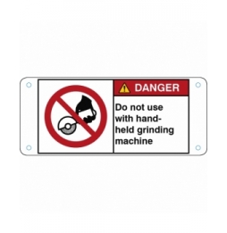 Znak bezpieczeństwa ISO – Zakaz używania ręcznej szlifierki, P/P034/EN172-ALU05-120X50/1-B