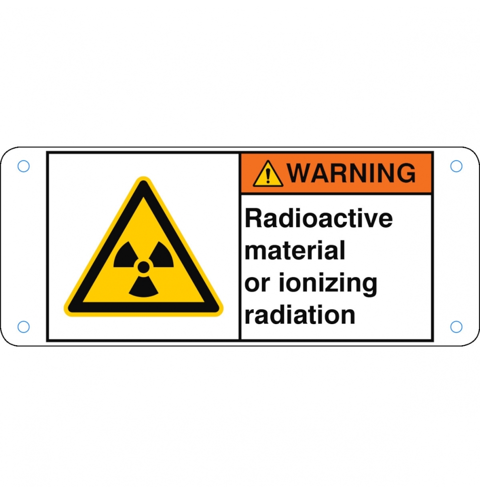 Znak bezpieczeństwa ISO – Materiał radioaktywny lub promieniowanie jonizujące, W/W003/EN427-ALU05-120X50/1-B