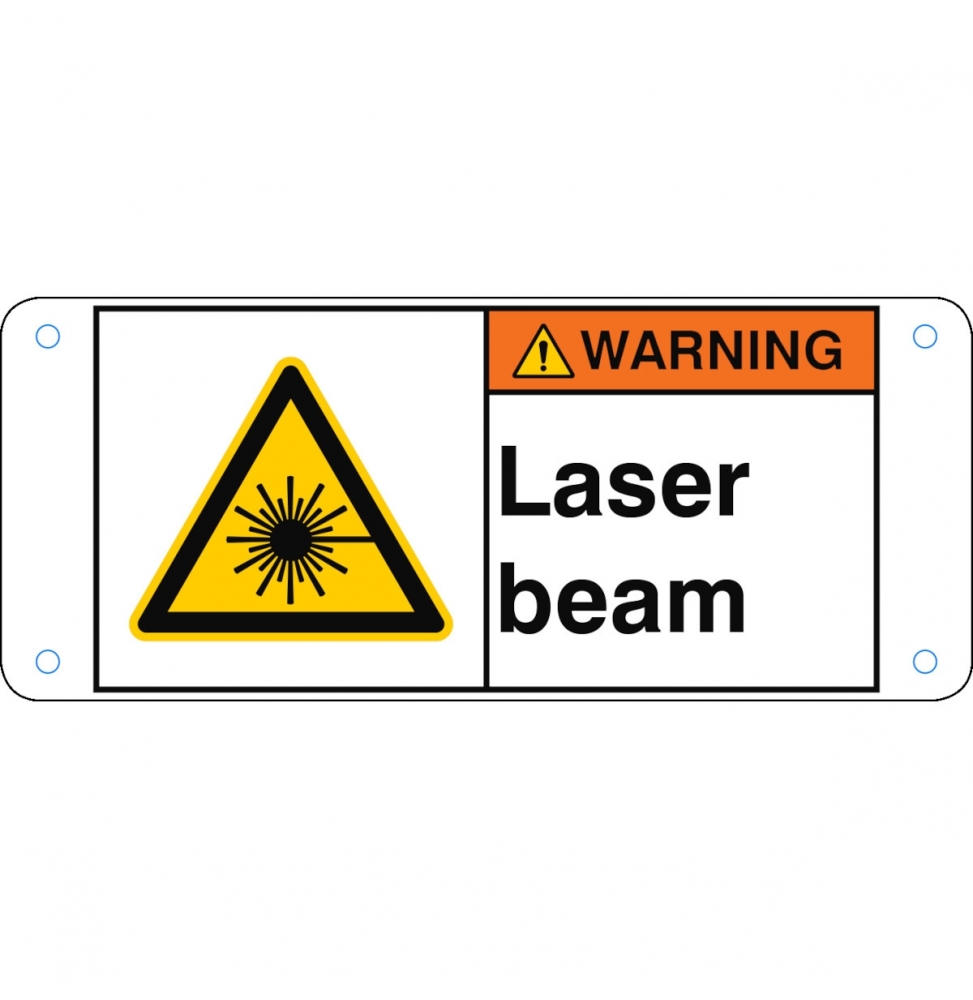 Znak bezpieczeństwa ISO – Wiązka laserowa, W/W004/EN428-ALU05-120X50/1-B