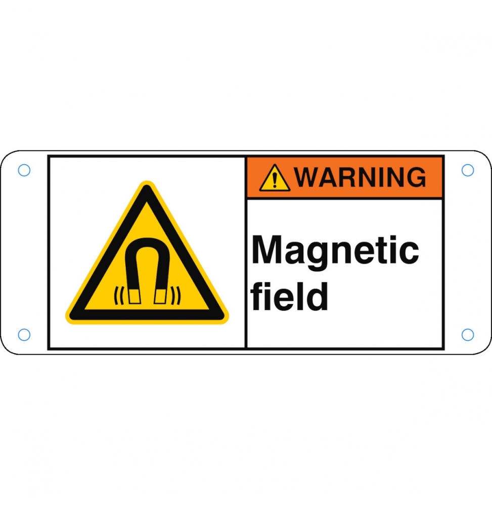 Znak bezpieczeństwa ISO – Silne pole magnetyczne, W/W006/EN430-ALU05-120X50/1-B