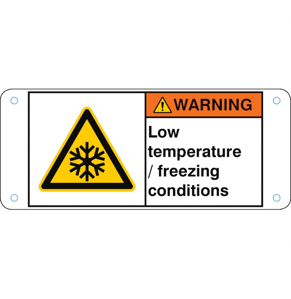 Znak bezpieczeństwa ISO – Niska temperatura / Ujemna temperatura, W/W010/EN431-ALU05-120X50/1-B