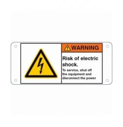 Znak ISO 3864-2 – Ryzyko pora?enia elektrycznego. W celu wykonania czynno?ci …, W/W012/EN433-ALU05-120X50/1-B