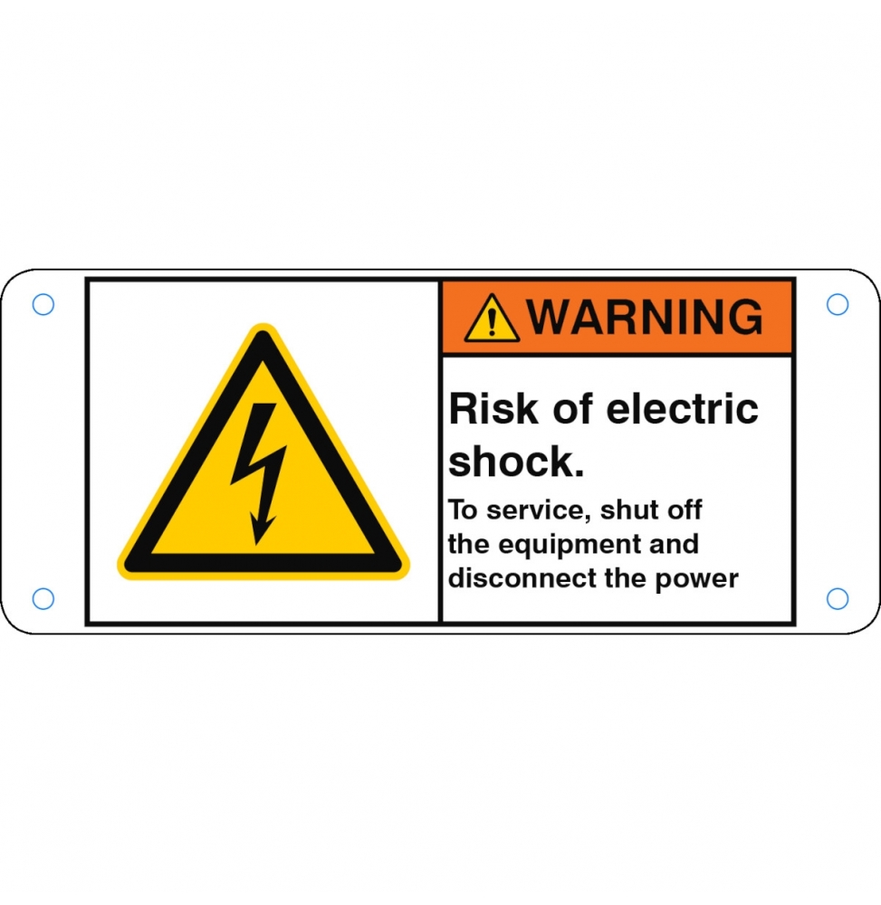 Znak ISO 3864-2 – Ryzyko pora?enia elektrycznego. W celu wykonania czynno?ci …, W/W012/EN433-ALU05-120X50/1-B