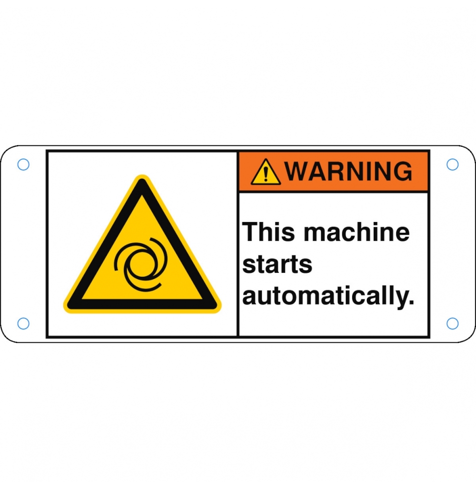 Znak bezpieczeństwa ISO – Maszyna uruchamia się automatycznie., W/W018/EN368-ALU05-120X50/1-B