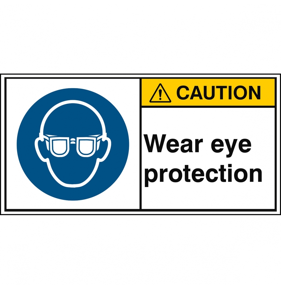 Znak bezpieczeństwa ISO – Nakaz stosowania ochrony oczu, M/M004/EN273-PEUL-100X50/1-B