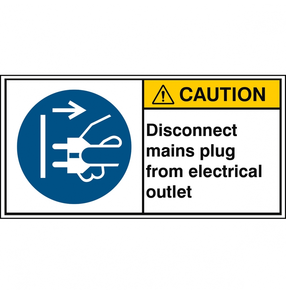 Znak bezpieczeństwa ISO – Nakaz odłączenia urządzenia od sieci elektrycznej, M/M006/EN158-PEUL-100X50/1-B