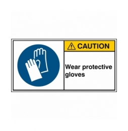 Znak bezpieczeństwa ISO – Nakaz stosowania ochrony rąk, M/M009/EN281-PEUL-100X50/1-B