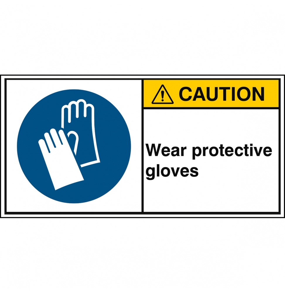 Znak bezpieczeństwa ISO – Nakaz stosowania ochrony rąk, M/M009/EN281-PEUL-100X50/1-B