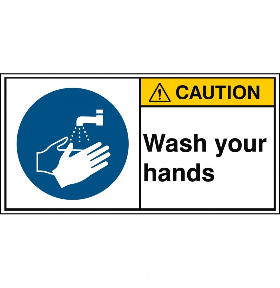 Znak bezpieczeństwa ISO – Nakaz mycia rąk, M/M011/EN269-PEUL-100X50/1-B