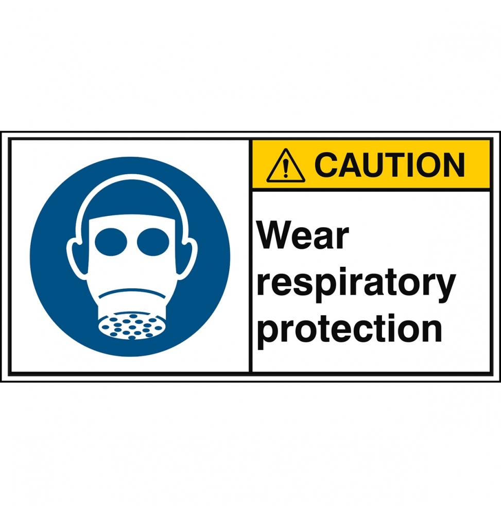 Znak bezpieczeństwa ISO – Nakaz stosowania ochrony dróg oddechowych, M/M017/EN282-PEUL-100X50/1-B