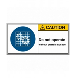 Znak bezpieczeństwa ISO – Zakaz obsługi bez zamontowanych osłon., M/M027/EN323-PEUL-100X50/1-B