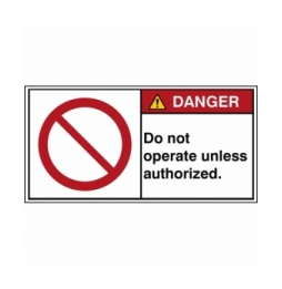 Znak bezpieczeństwa ISO – Zakaz obsługi bez upoważnienia, P/P001/EN322-PEUL-100X50/1-B