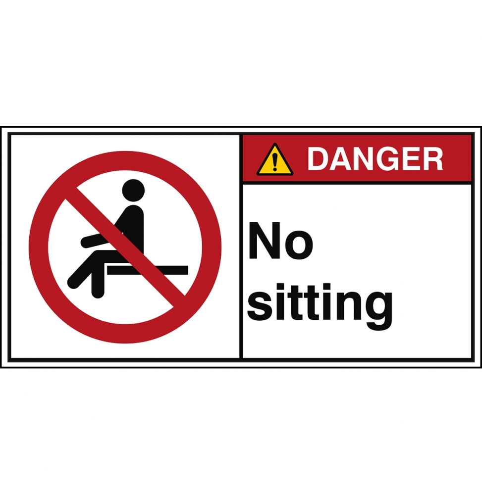 Znak bezpieczeństwa ISO – Nie siadać w oznaczonym miejscu, P/P018/EN218-PEUL-100X50/1-B