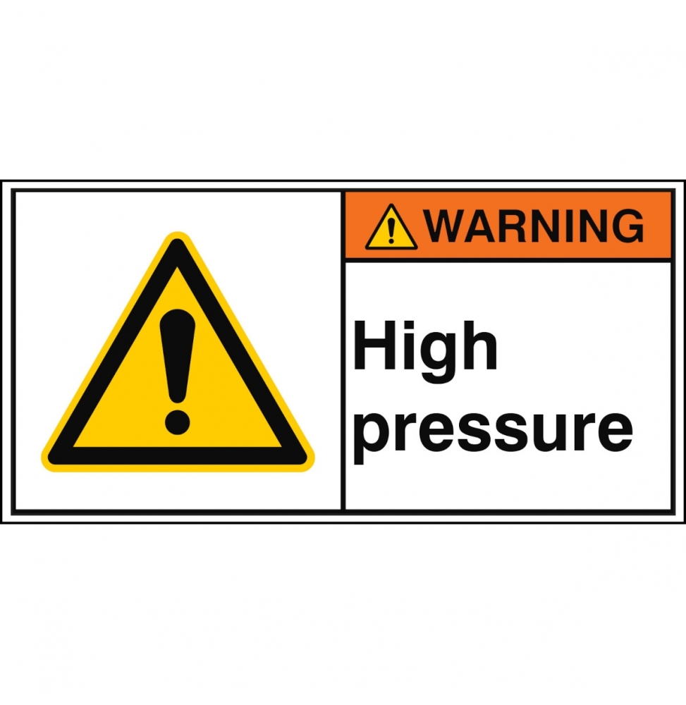 Znak bezpieczeństwa ISO – Wysokie ciśnienie, W/W001/EN425-PEUL-100X50/1-B