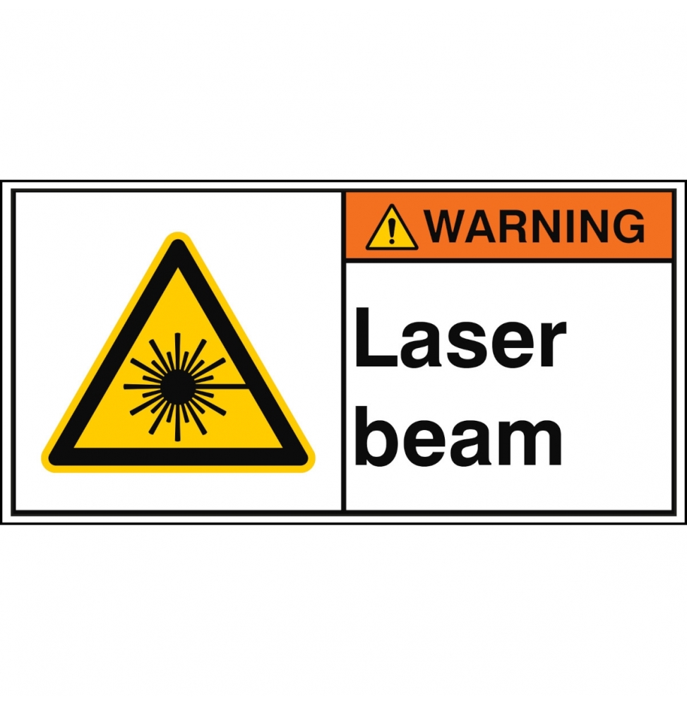 Znak bezpieczeństwa ISO – Wiązka laserowa, W/W004/EN428-PEUL-100X50/1-B