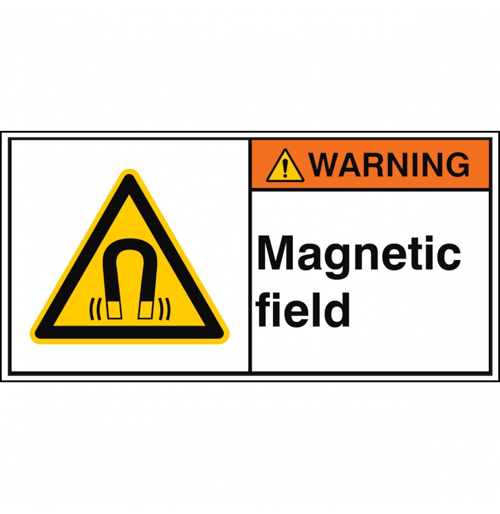 Znak bezpieczeństwa ISO – Silne pole magnetyczne, W/W006/EN430-PEUL-100X50/1-B