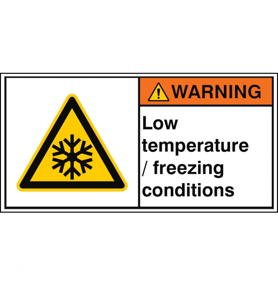Znak bezpieczeństwa ISO – Niska temperatura / Ujemna temperatura, W/W010/EN431-PEUL-100X50/1-B