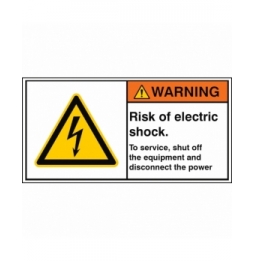 Znak bezpieczeństwa – Ryzyko porażenia elektrycznego. W celu wykonania czynno…, W/W012/EN433-PEUL-100X50/1-B