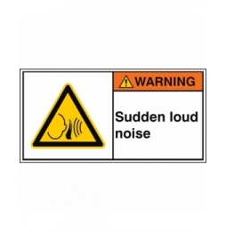 Znak bezpieczeństwa ISO – Nagły (bardzo głośny) hałas, W/W038 /EN516-PEUL-100X50/1-B