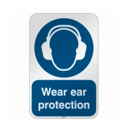 Znak bezpieczeństwa ISO – Nakaz stosowania ochrony słuchu, M/M003/EN271/RFL-390X590-1