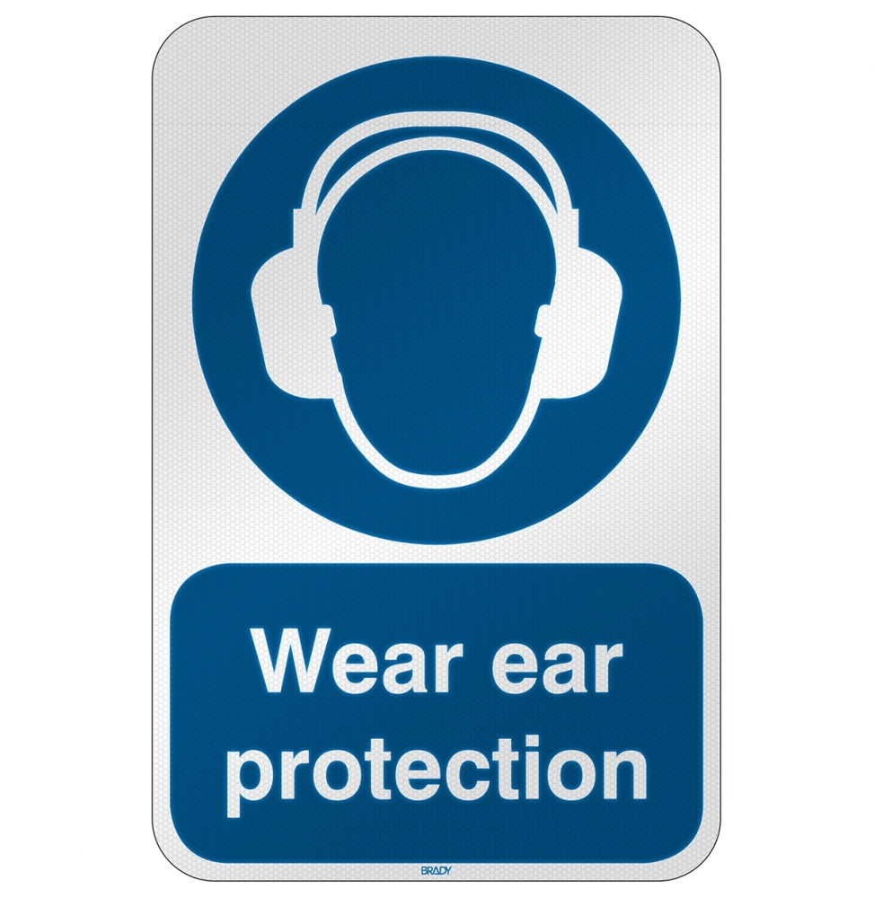 Znak bezpieczeństwa ISO – Nakaz stosowania ochrony słuchu, M/M003/EN271/RFL-390X590-1