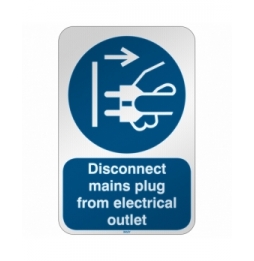 Znak bezpieczeństwa ISO – Nakaz odłączenia urządzenia od sieci elektrycznej, M/M006/EN158/RFL-390X590-1