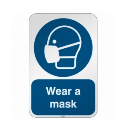 Znak bezpieczeństwa ISO – Nakaz stosowania maski przeciwpyłowej, M/M016/EN270/RFL-390X590-1