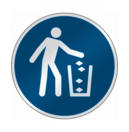 Znak bezpieczeństwa ISO – Nakaz używania kosza na śmieci, M/M030/NT/RFL-DIA395-1