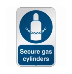 Znak bezpieczeństwa ISO – Nakaz zabezpieczania butli gazowych, M/M046/EN518/RFL-390X590-1
